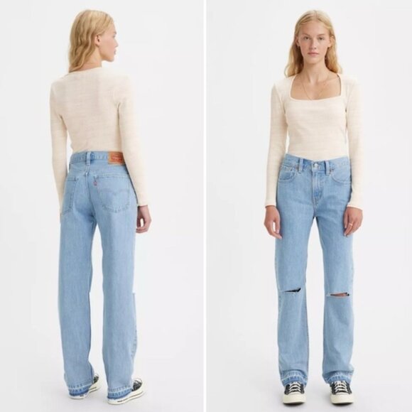 NWT Levi's Women Low Pro Midrise Straight Leg Loose Fit Distressed Jeans 31 - Picture 1 of 7